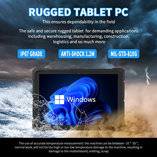 HIGOLEPC Rugged Tablet, 10.1 Inch Windows 10 Pro Work Tablet, 4G LTE