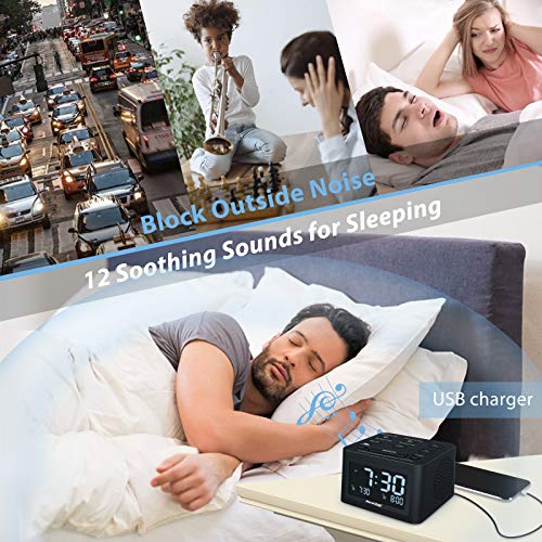 REACHER R3 Dual Alarm Clock and White Noise Machine with Adjustable
