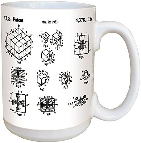Rubik's Cube Patent Coffee Mug - Large 15 Ounce Ceramic Mug