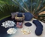 Incense Burner Kit includes Brass Burner, Charcoal, White Sage Leaves, Frankincense, Dragon's Blood, Copel Incense Resins, Sand