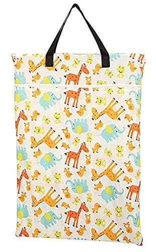 Large Hanging Wet/Dry Cloth Diaper Pail Bag for Reusable Diapers or Laundry (Giraffes)