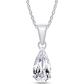 SAVEARTH DIAMONDS Moissanite Pendant Necklace for Women, 1CT Pear D Color Ideal Cut 925 Sterling Silver Solitaire Diamond Necklace
