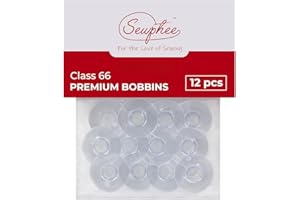 SEWPHEE 12pcs Sewing Machine Bobbins – Clear Class 66 Compatible Singer Bobbins Packaged in Canada - Durable Plastic Bobbin Set
