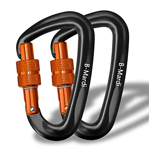 B-Mardi Locking Carabiner Clips,Certified 12KN (2697 lbs) Heavy Duty Caribeaners for Hammocks, Camping,Locking Dog Leash and Harness, Outdoor, Keychain etc