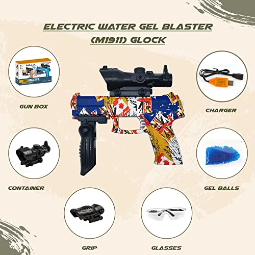 Arlee Granger Electric with Gel Ball Blaster, AGM1991 Eco-Friendly Splatter Ball Blaster Automatic, with 20000+ Water Beads and Goggles, for Outdoor Activities - Shooting Team Game, Ages 12+