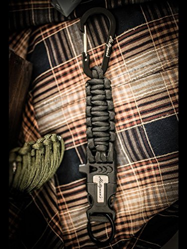 Holtzman’s #1 Best paracord keychain carabiner survival tool (Black Carabiner) - Thumbnail 3