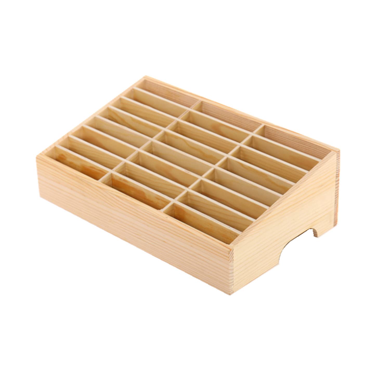 XICHENGSHIDAI Wooden Cell Phone Holder Mobile Phone Storage Box Desktop Organizer for Teachers Classroom School Office (24 Grid)
