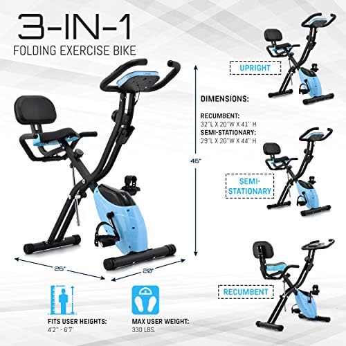 Lanos Folding Exercise Bike with 10-Level Adjustable Magnetic