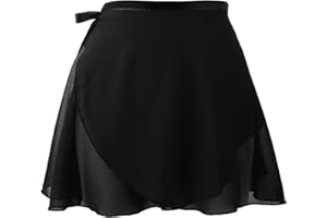 Lusofie Dance Skirts for Women with Elastic Ties Short Ballet Skirt Sheer Chiffon Adjustable Women's Ballet Wrap Skirt Adult