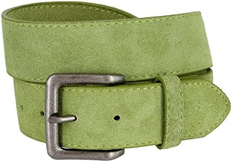 Hagora Men's Plain Solid Color Genuine Suede 1-1/2" Wide Snap Buckle Jeans Belt