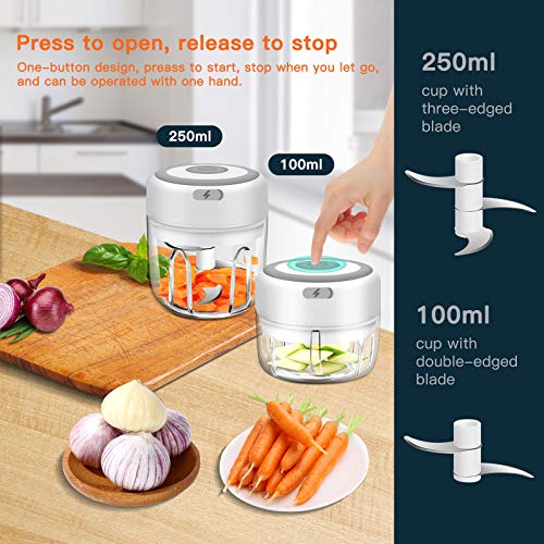 Electric Mini Food Chopper, Cordless Electric Chooper Mini Garlic