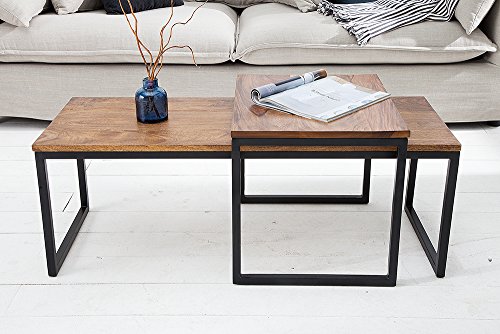 Riess Ambiente 2er Set Couchtisch Elements 100cm Sheesham Metallgestell