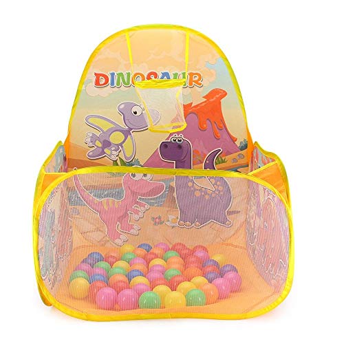 Dinosaur Playhouse Pop Up Basketball Hoop Toy Kid Play Tent with 60 Balls Toys and Games for Kids