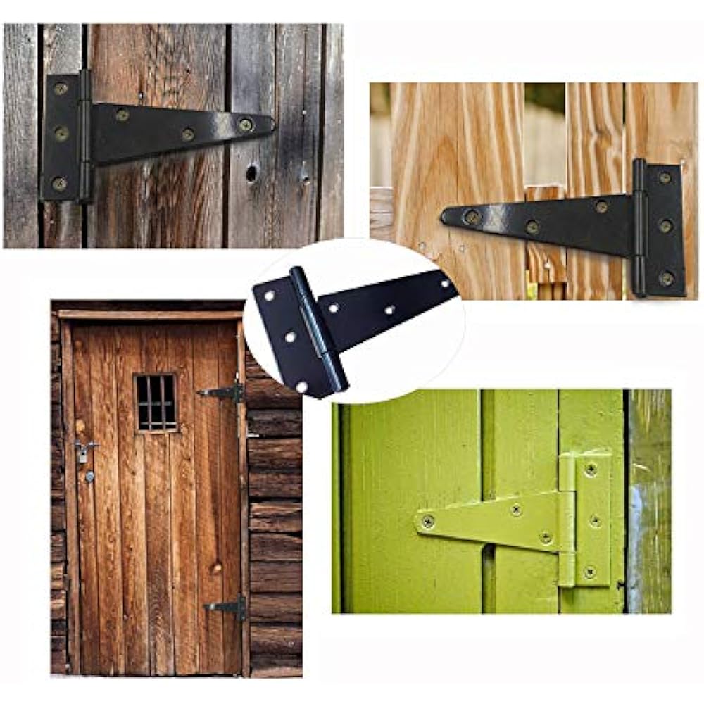 WangData 6PCS TStrap 4" Heavy Duty Shed Hinge Gate Decorative Door