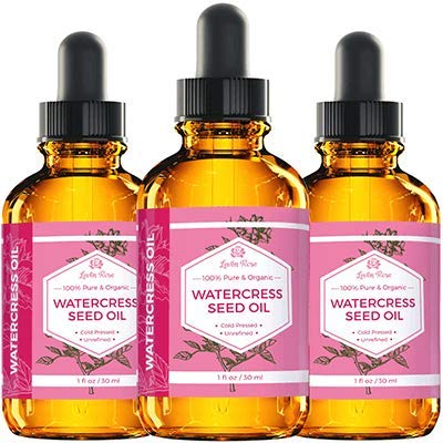 Watercress Seed Oil by Leven Rose - 100% Pure Organic Watercress Oil Detoxifies Skin and Stimulates Hair Growth, Scalp Dryness Oil - Natural UV Protection - Non-GMO Watercress - Vegan Friendly - 1 oz