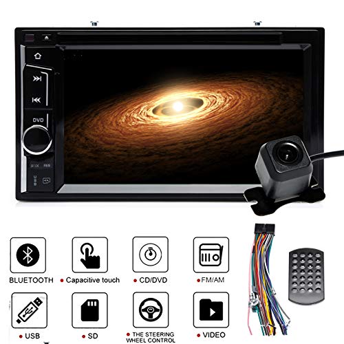 Car Stereo Head Unit Double Din with Reverse Camera for Ford Mustang 2005-2009, Support Dual System Mirrorlink, Bluetooth, CD DVD Player, FM AM Radio Receiver, USB, Aux-In