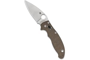 Spyderco Manix 2 Folding Utility Pocket Knife with Brown Canvas Micarta CPM Cru-Wear and 3.37" Micarta Handle - PlainEdge - C101MPCW2