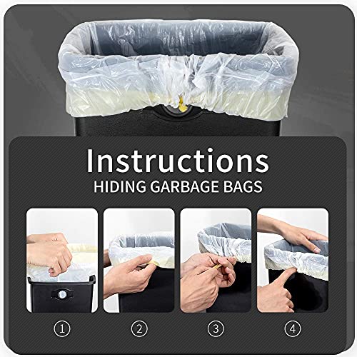 LEASYLIFE 10L/2.6 Gallon Stainless Steel Metal Square Open top Trash