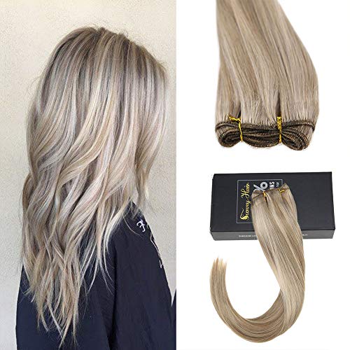 Sunny Brazilian Remy Hair Bundles Straight Hair Wefts Human Hair Dark Ash Blonde with Golden Blonde 100% Human Hair Weft 100gram/Bundle 20inches