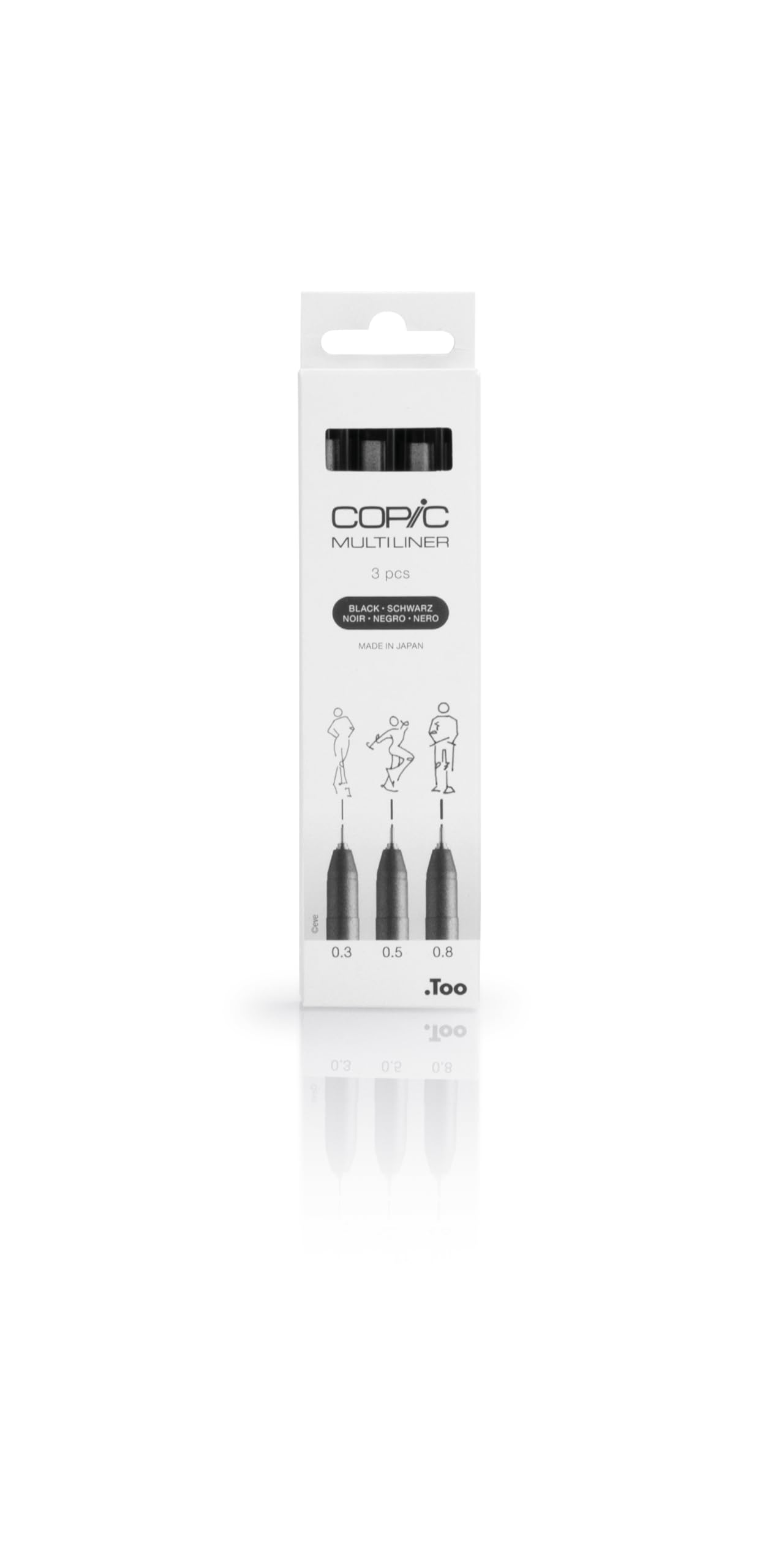 COPIC Multiliner, Black, Pack of 3 Pens, Medium, Arts & Crafts, Colouring, Graphics, Highlighter, Design, Anime, Professional & Beginners Art Supplies