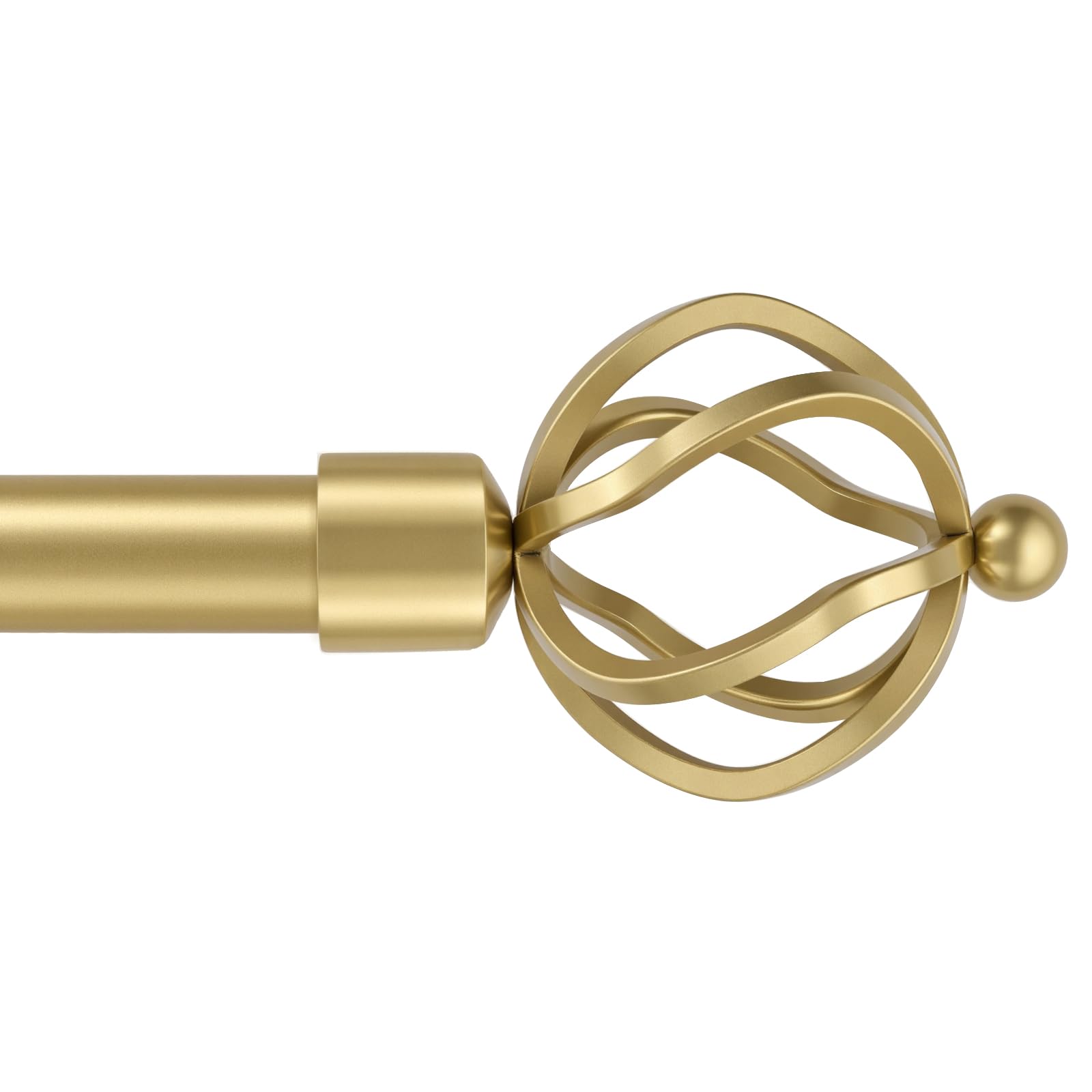 Photo 1 of KNOBWELL Window Curtain Rod 1" Diameter, Gold Curtain Rod with Twisted Cage Finials, 22-42" Adjustable Rods, 1 Pack