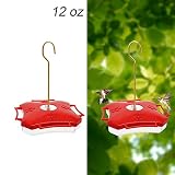 Juegoal 12 oz Hanging Hummingbird Feeder with Four Feeding Ports