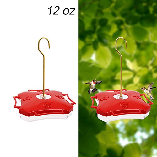 Juegoal 12 oz Hanging Hummingbird Feeder with Four Feeding Ports