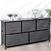 SUPER DEAL Wide Dresser for Bedroom, 5 Drawer Fabric Storage Organizer Chest Heavy Duty Steel Frame Wood Top for Kids Toys Livingroom Closet Nursery Hallway, Dark Grey