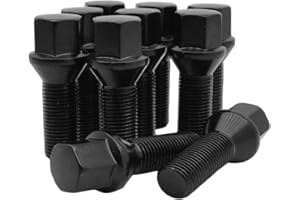 10pcs Cone Seat Lug Bolts Conical 17mm Hex 35mm/40mm/45mm Shank Length m12x1.5 m14x1.25.m14x1.5 Wheel Bolts Black(Shank 35mm 