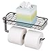 mDesign Toilet Tissue Paper Holder and Multi-Purpose Shelf - Wall Mount Storage Organizer for Bathroom, Holds 2 Rolls - Durable Metal Wire Design - Bronze