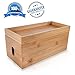 GreenSolis Bamboo Cable Management Box Organizer - Neatly Tucks Away Charging Cables, TV Cords, Power Strips and Surge Protectors - Perfect Eco-Friendly Organizing Solution For Home Office