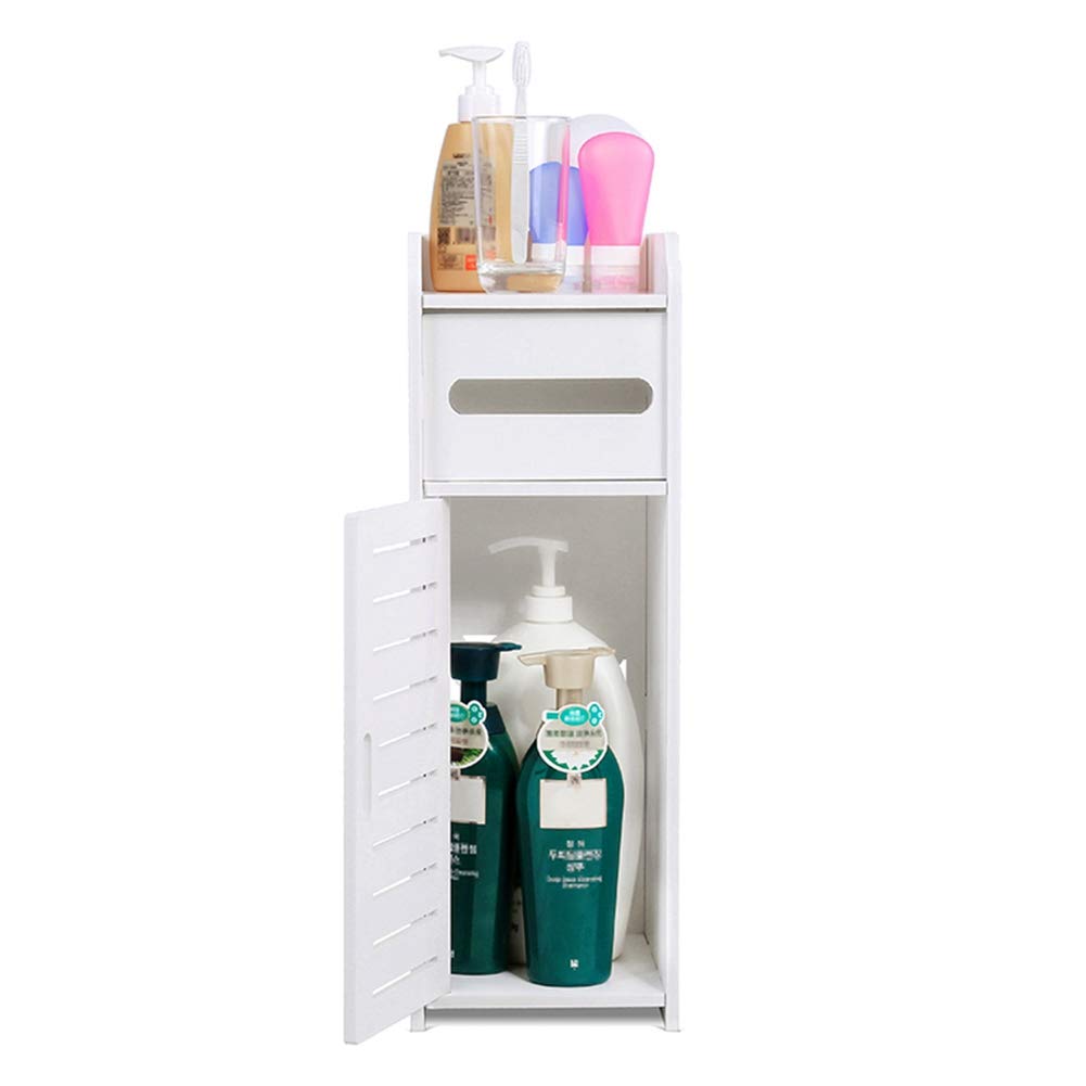 Ejoyous Slim Bathroom Storage Unit, Small White Toilet Floor Cabinet Narrow Bath Storage Cabinet Narrow Floor Standing Cupboard Organiser, for Small Spaces Living Room Bedroom Kitchen (S 950mL)