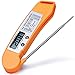 Instant Read Food Meat Thermometer, BaseWish Digital Electronic Cooking Thermometer with LCD Screen, Long Collapsible Safe 304 Stainless Steel Probe, for BBQ Grill Oven Candy Liquids Milk Tea, Orange