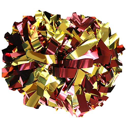 Danzcue 6 Inches Metallic Cheerleading Pom Pom with Baton Handle Pack