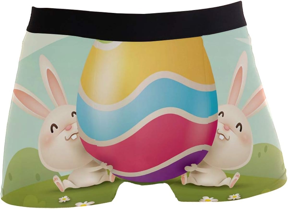 JIRT Men's Boxer Briefs Happy Easter Bunnies Egg Rabbit Underwear Male