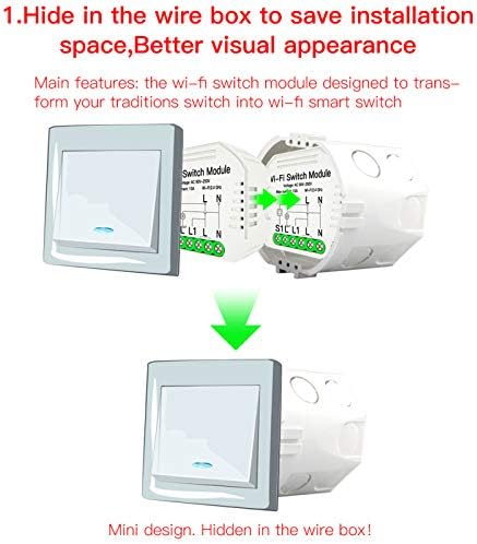 WiFi Momentary Inching Relay Selbsthemmendes Schaltermodul WiFi Enable APP Fernbedienung Kompatibel mit Alexa Google Home Smart Home Automatisierungsmodul