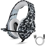 PS4 Gaming Headset with Mic for PC Mac Laptop New Xbox One Nintendo DS PSP Surround Stereo Sound Noise Reduction One Key Mute Gaming Volume Control Omnidirectional Microphone Gamer(Camouflage)
