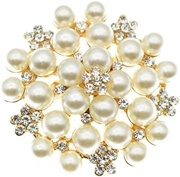 YilanairElegant Pearl Floral Crystal Brooch Pin Set for Wedding Bridal