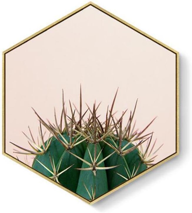 MINRAN DECOR Hexagon, Nordic, green plants Art Print Poster Canvas Painting Wall Pictures Home Decor - PS71222, 3, 35 * 40cm