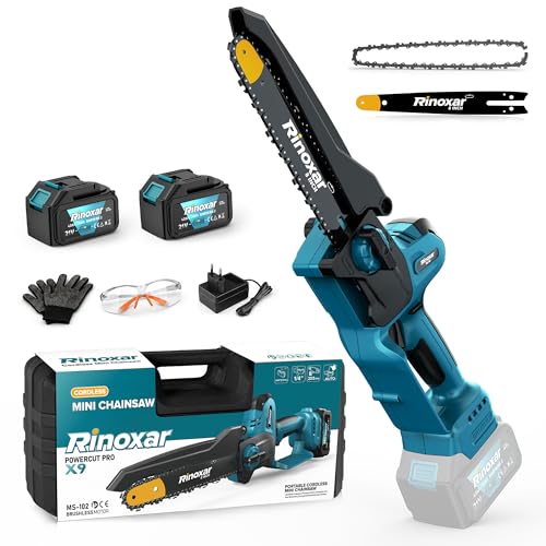 Mini Akku Kettensäge 8 Zoll mit 2x4000mAh Akku, 1300W Bürstenloser