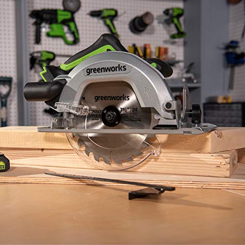 Greenworks professional 24V Akku Kreissäge, Akku handkreissäge mit LED-Licht und 184mm 24 Zähne Blatt (Ø185mm, 64mm… – Bild 5