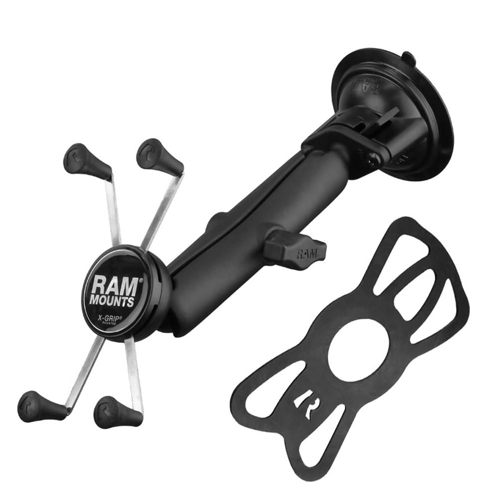 RAM MOUNTS X-Grip Large Phone Mount with RAM Twist-Lock Suction Cup Base RAM-B-166-C-UN10U with Long Arm for Vehicle Windshields