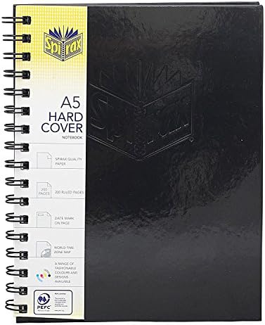 Spiral Bound Professional Executive Office Notebook - A5 Hardback Spiral Journal - College Ruled - Hardcover | Black Spiral Notebook