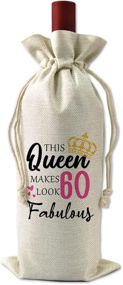 VELENTI 60th Birthday Wine Bag Gift for Women Decorative Quote