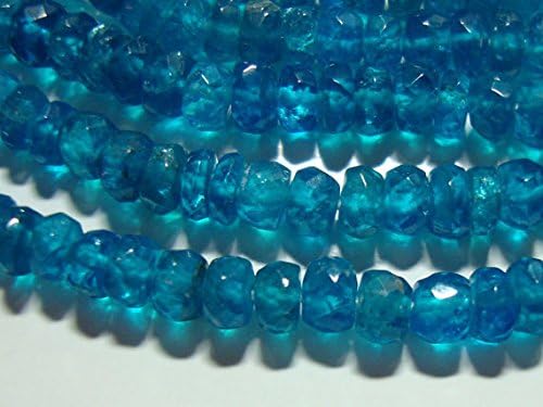 6.5" inch strand - 3.8-4 mm, Neon London Blue Apatite Faceted Small Organic Rondelle