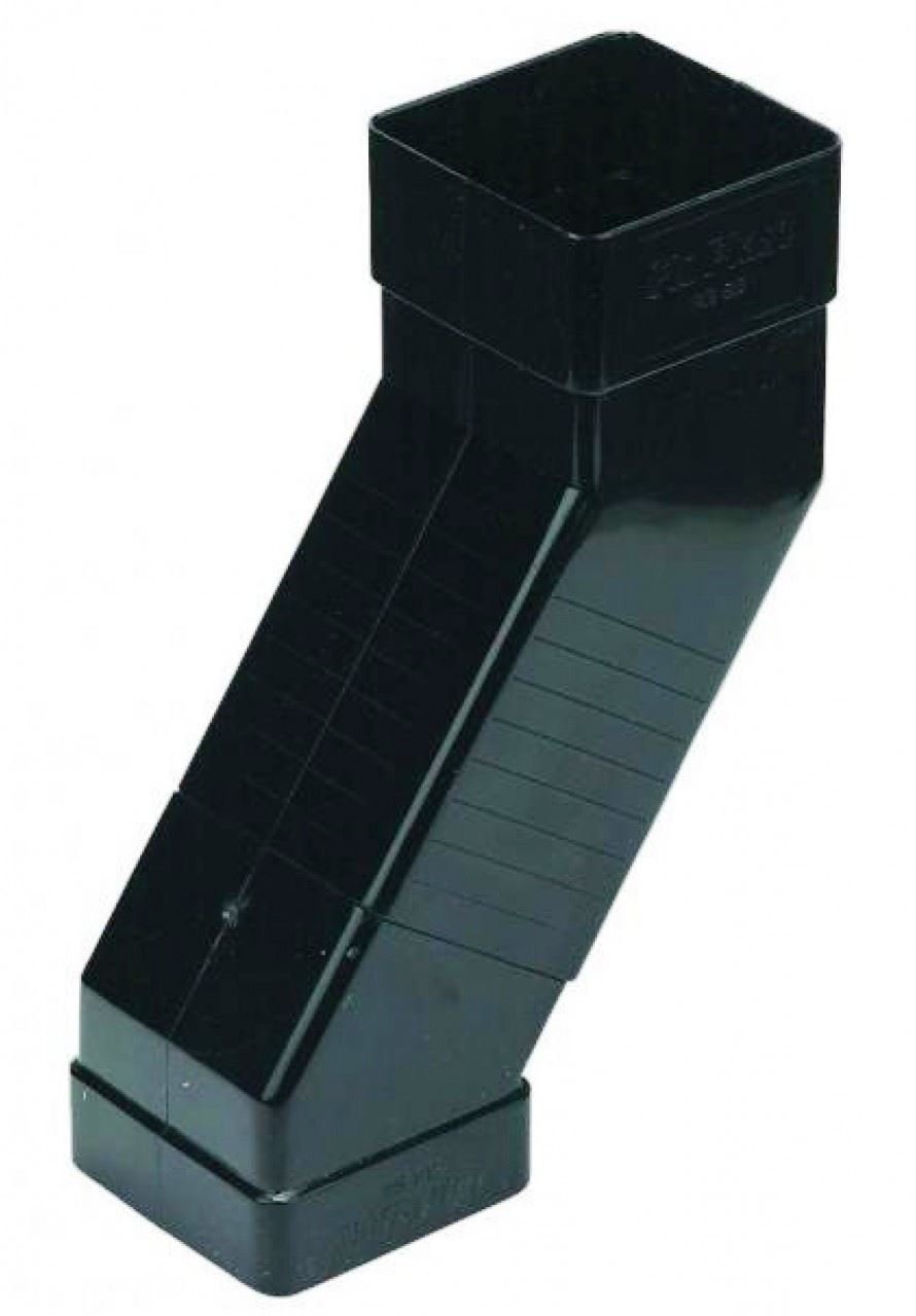 FLOPLAST 65mm Square Downpipe Adjustable Offset Bend - Black