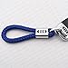 For Audi Logo Emblem Key Chain Key Ring Metal Alloy BV Style Calf Leather Gift Decoration Accessories (Blue)