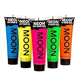 Moon Glow - Blacklight Neon UV Hair Gel - 0.67oz Set of 5 tubes  Temporary wash out hair color - Spike and Glow!
