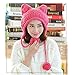BIBITIME Women's Hat Cat Ear Crochet Braided Knit Caps Warm Snowboarding Winter (One Size, Watermelon red)