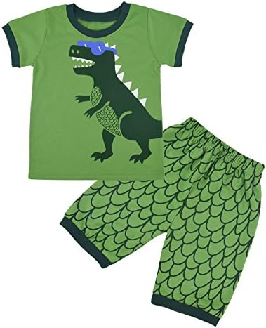 Maygold Little Boys Pajamas Dinosaur Toddler Short Clothes Set 100% Cotton Kids Sleepwear PJS 1-7 Years